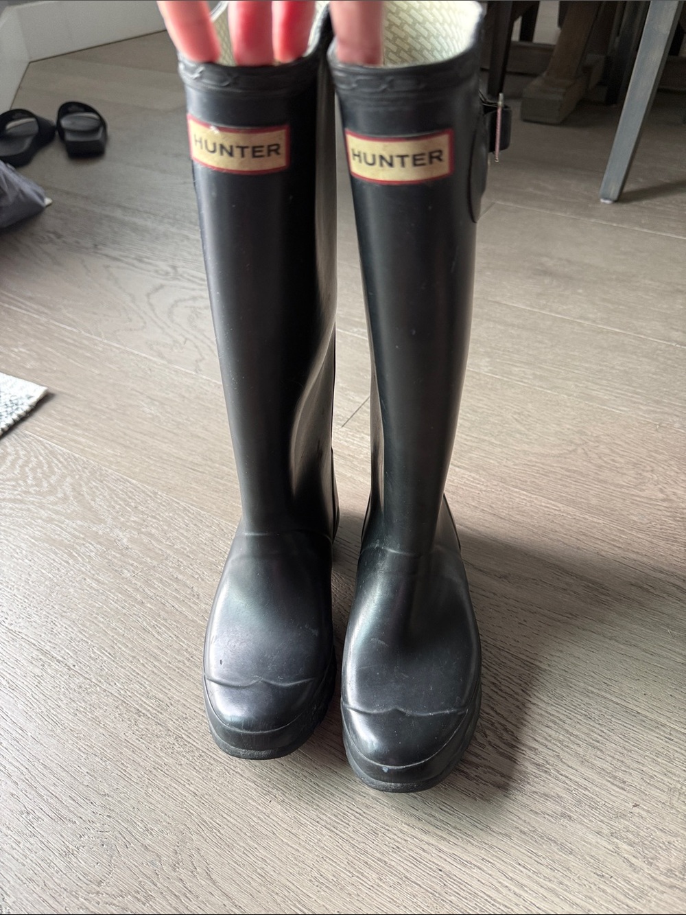 Hunter Black Tall Adjustable-Back Rain Boots